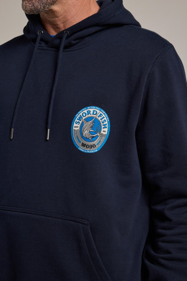 Swordfish Mojo Logo Hoody in navy, relaxed fit, additional view