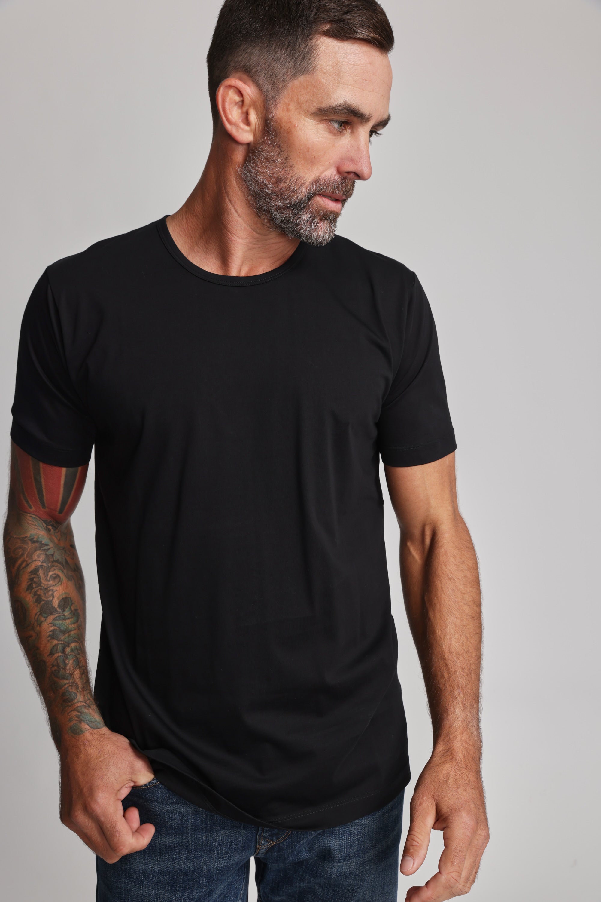Barkers Linton Supima Tee in black, supima cotton