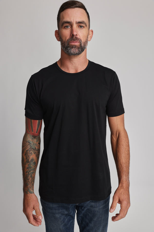 Barkers Linton Supima Tee in black, supima cotton, additional view