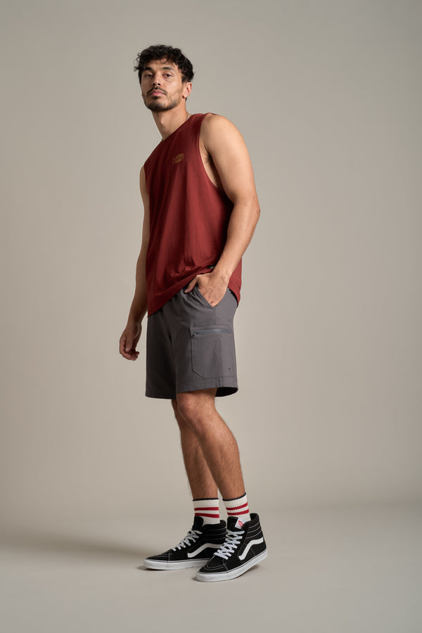 LegaSea Marlin Print Singlet in brick, relaxed fit, additional view