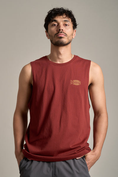 LegaSea Marlin Print Singlet in brick, relaxed fit
