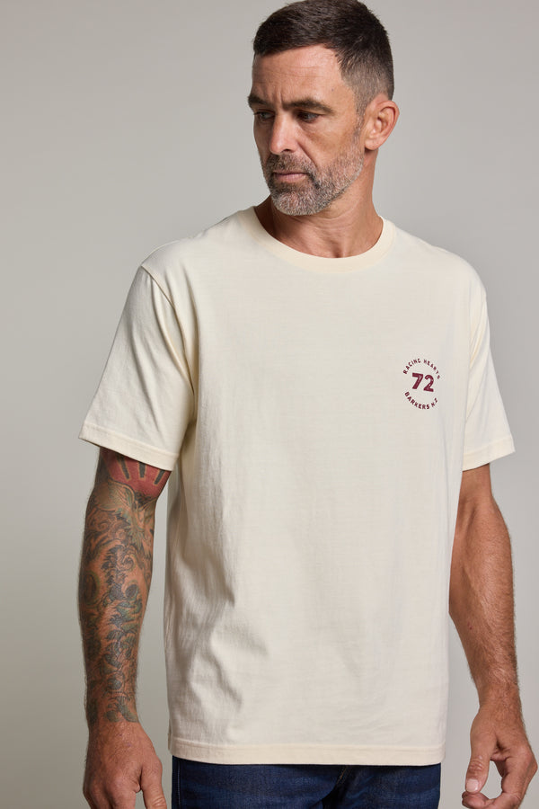 Barkers Vintage Helmet Print Tee in off white, additional view