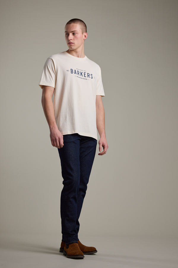 Barkers Boardriders Logo Tee in off white, alternate view
