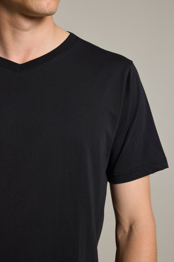 Barkers Organic Cotton V Neck Tee in black, classic fit, additional view