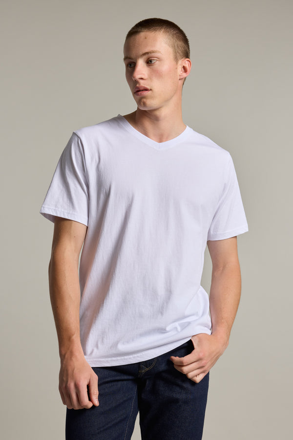 Barkers Organic Cotton V Neck Tee in white, classic fit, additional view