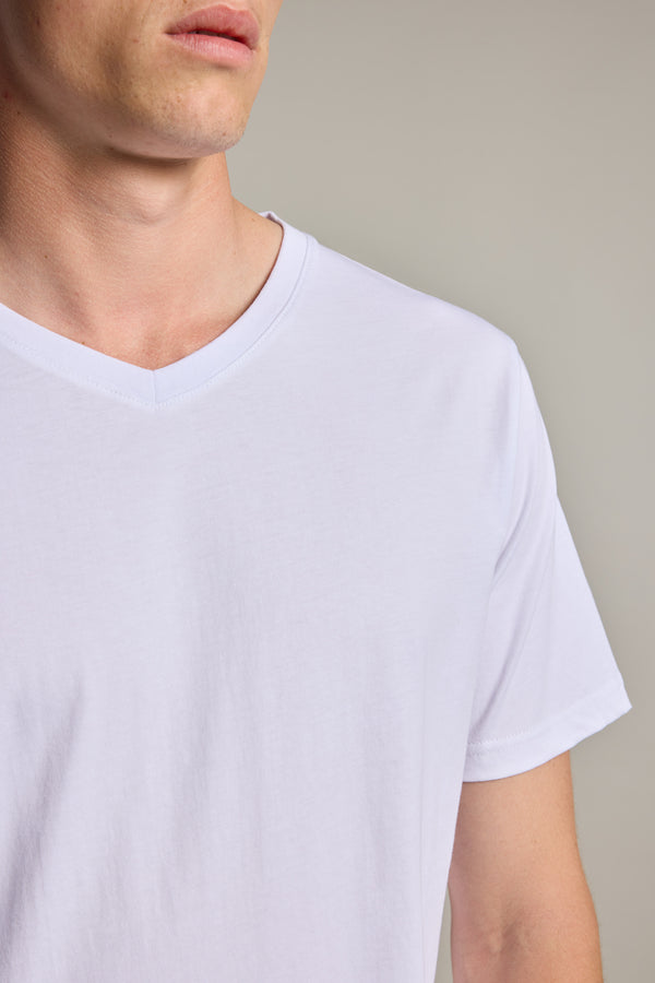 Barkers Organic Cotton V Neck Tee in white, classic fit, additional view