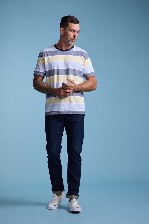 Barkers Asbrooke Stripe Tee in yellow, regular fit
