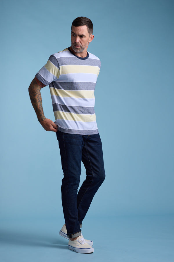 Barkers Asbrooke Stripe Tee in yellow, regular fit, alternate view