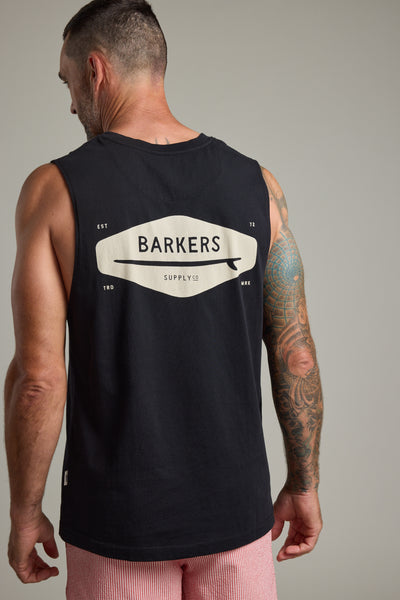 Barkers Supply Co Print Singlet in black