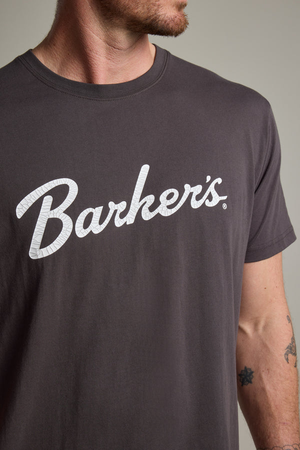 Barkers Finely Tuned Print Tee in washed black, regular fit, alternate view