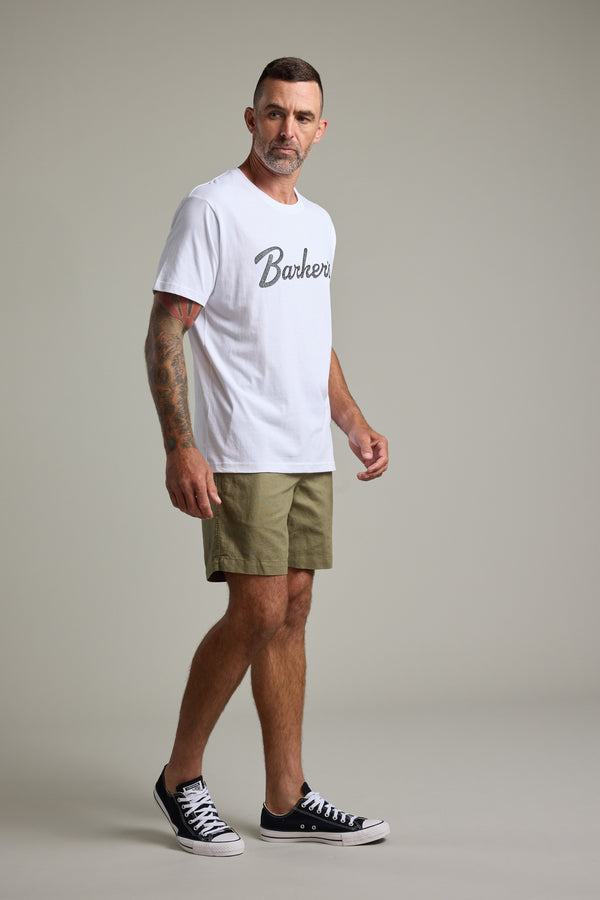 Barkers Finely Tuned Print Tee in white, regular fit, additional view