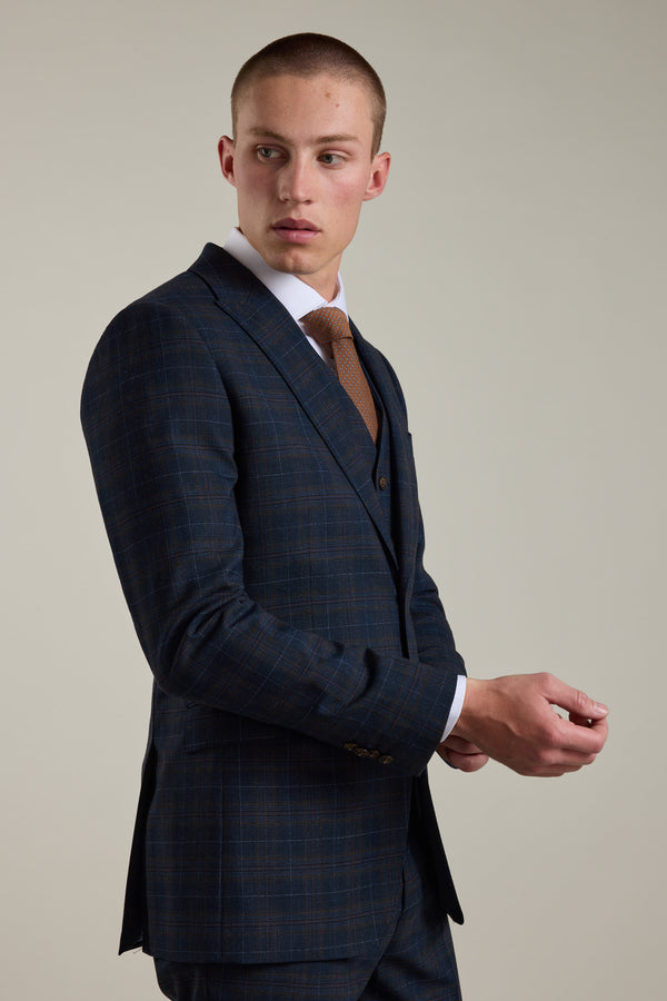 Barkers Lockhard Check Suit Jacket in navy check, additional view