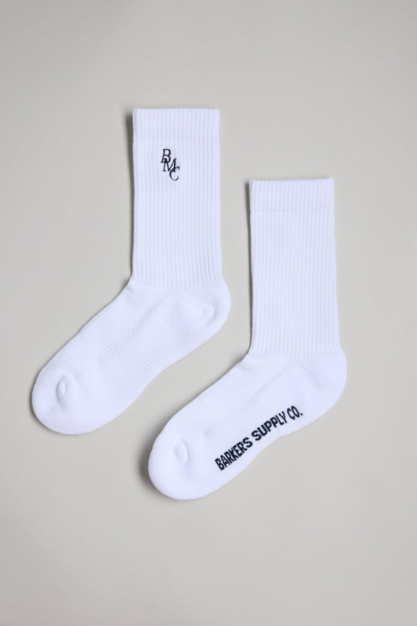 Barkers BMC Ribbed Sock in white, alternate view