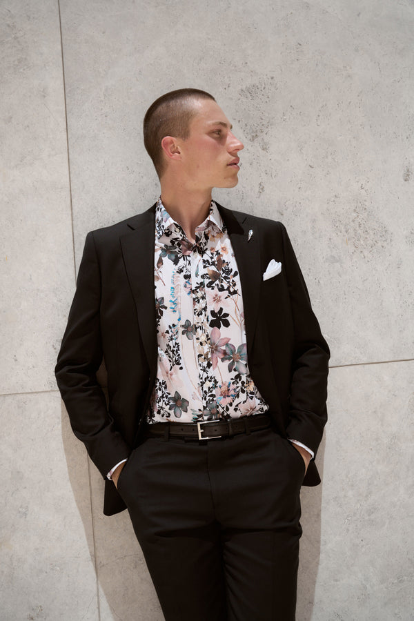 Barkers Apothecary AOP Business Shirt in white, classic fit, alternate view