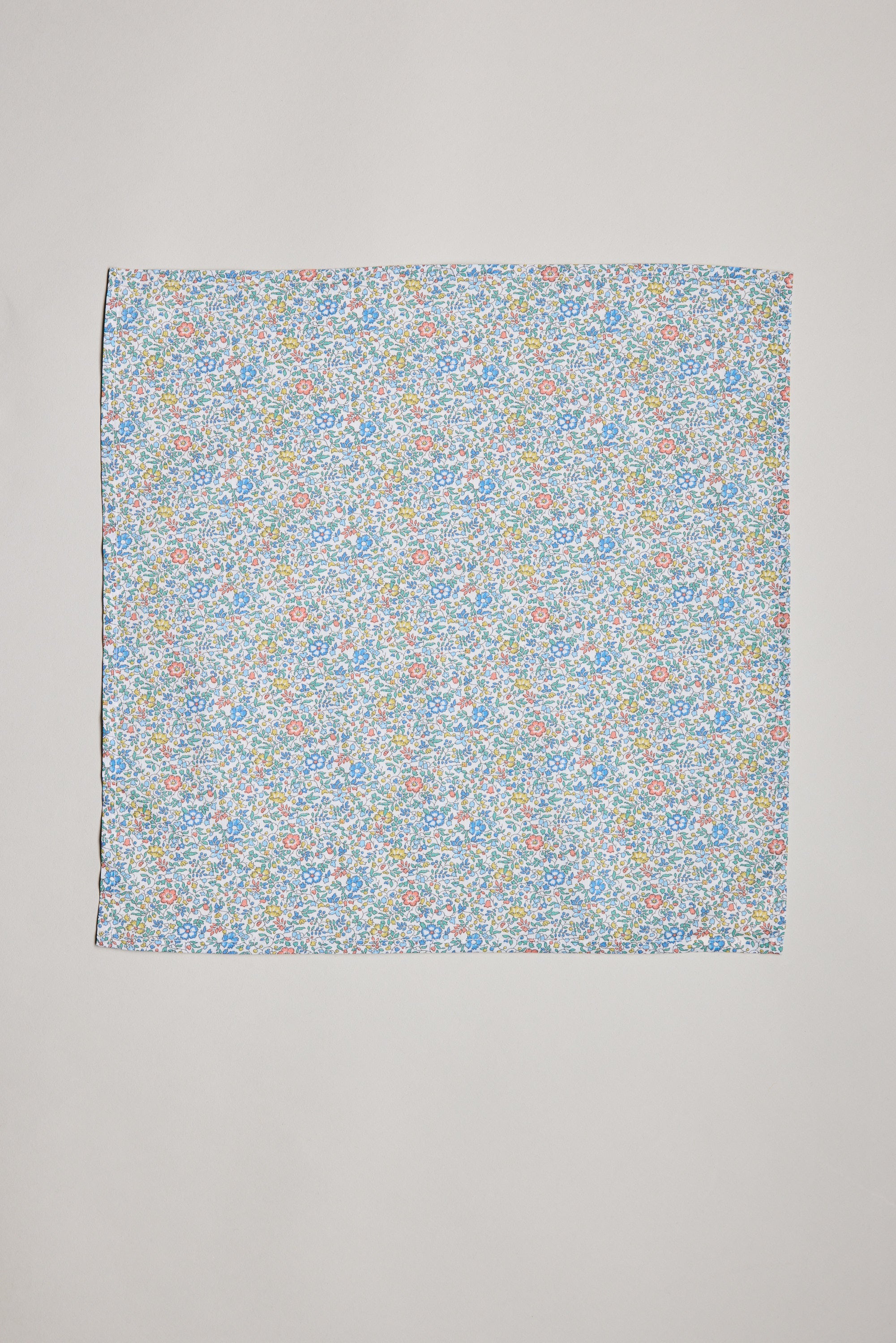 Katie and Millie Liberty Pocket Square in Tana Lawn cotton with a colorful floral design.