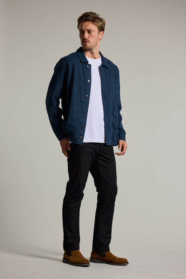Barkers Forelle Linen Overshirt Jacket in dark blue, additional view