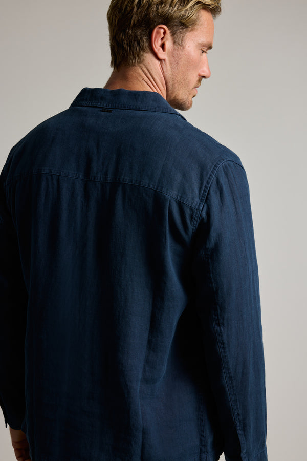 Barkers Forelle Linen Overshirt Jacket in dark blue, additional view