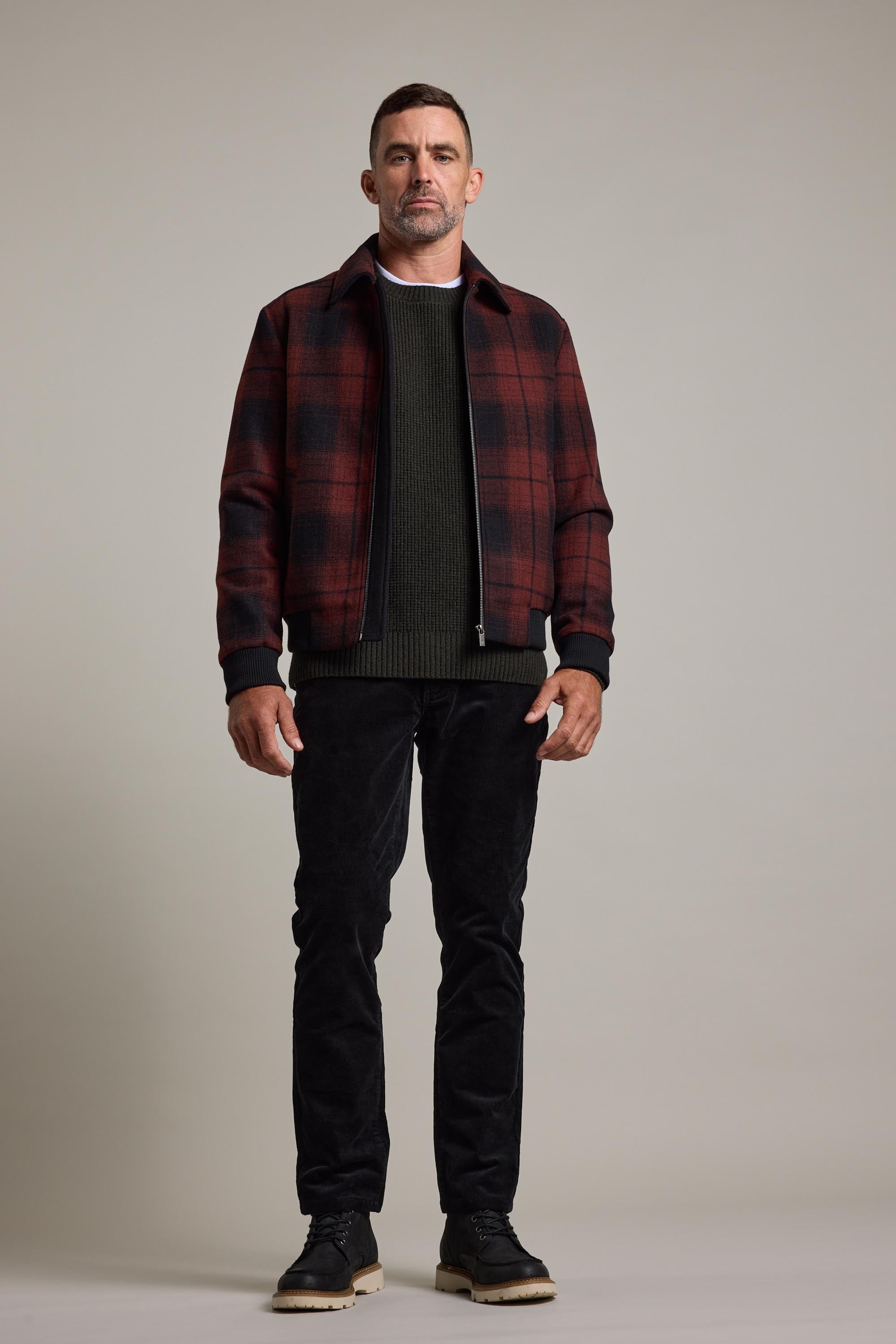 Barkers Jeffery Wool Bomber in rust, wool, alternate view