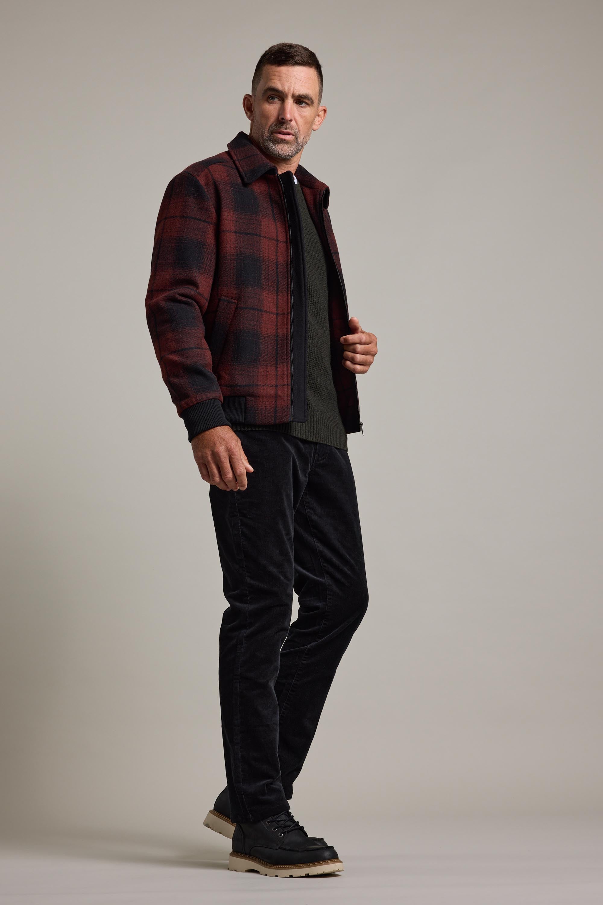 Barkers Jeffery Wool Bomber in rust, wool, additional view