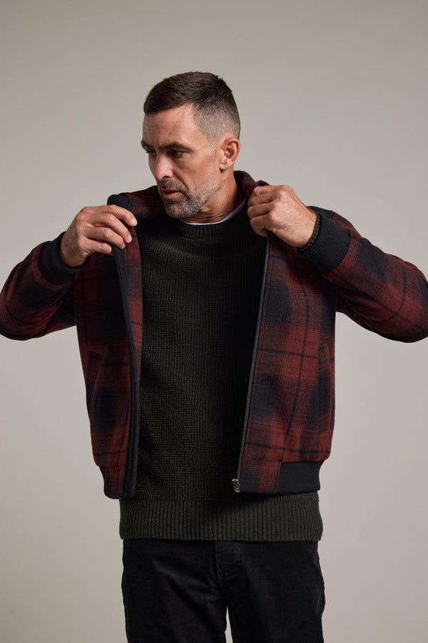 Barkers Jeffery Wool Bomber in rust, wool, additional view