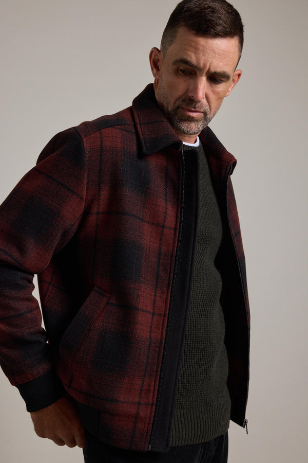 Barkers Jeffery Wool Bomber in rust, wool, additional view