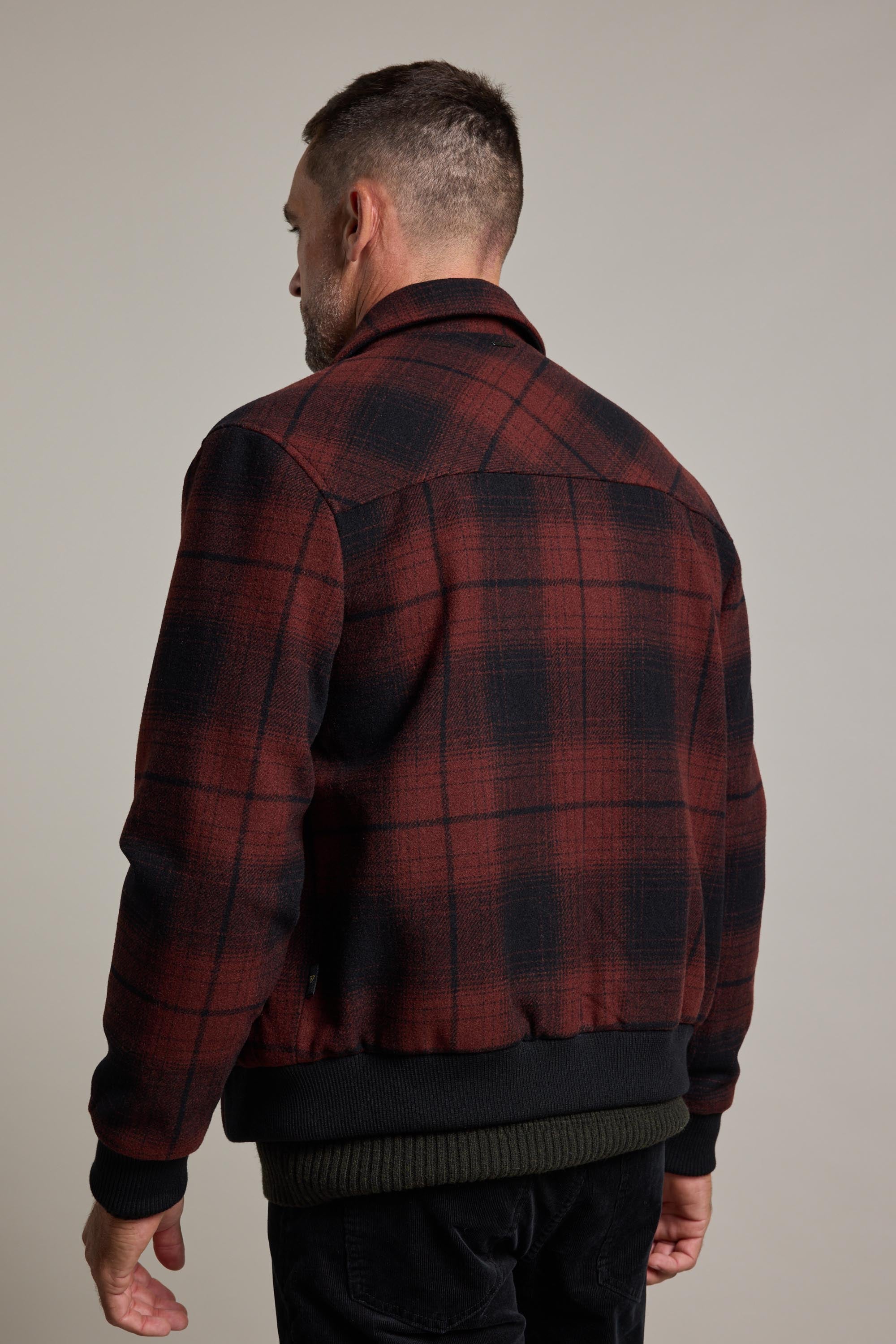 Barkers Jeffery Wool Bomber in rust, wool, additional view