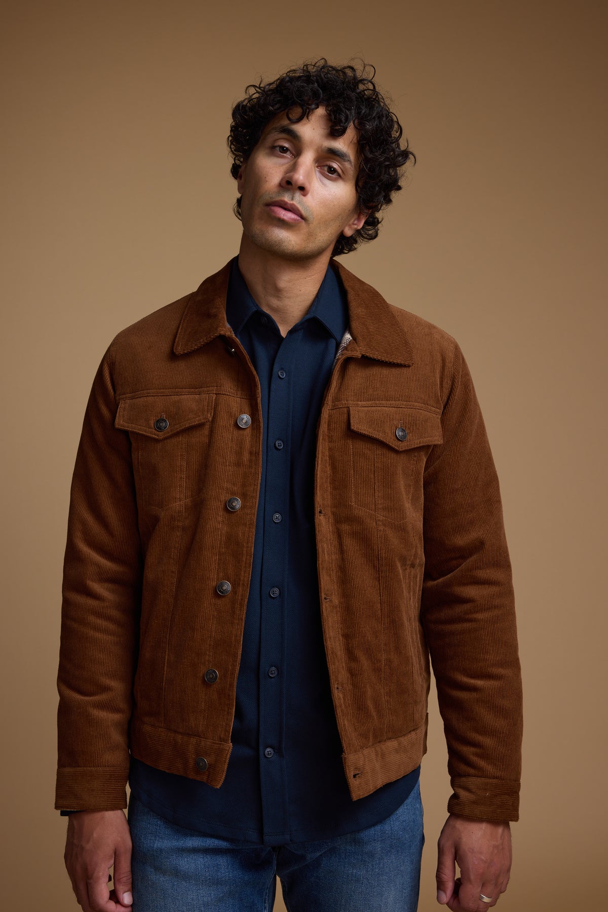 Barkers Barton Cord Trucker in camel, additional view