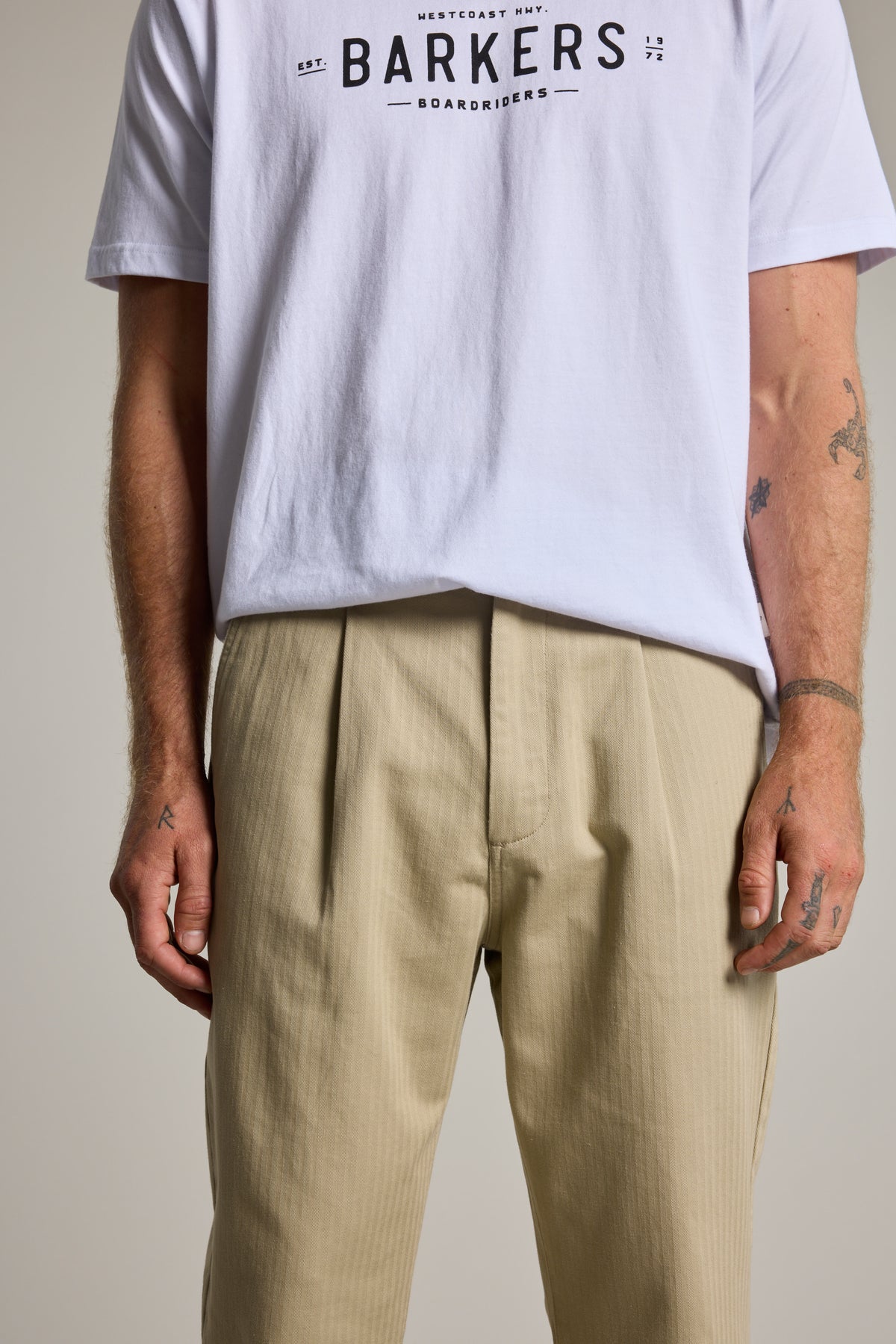 Barkers Wadley Twill Pant in stone, relaxed fit, additional view