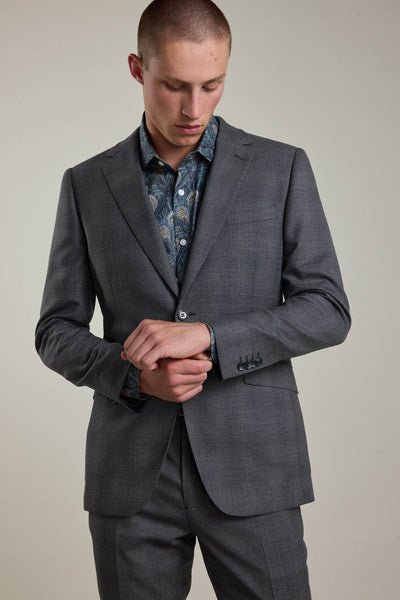 Barkers Ormsby Check Suit Jacket in grey check, merino wool