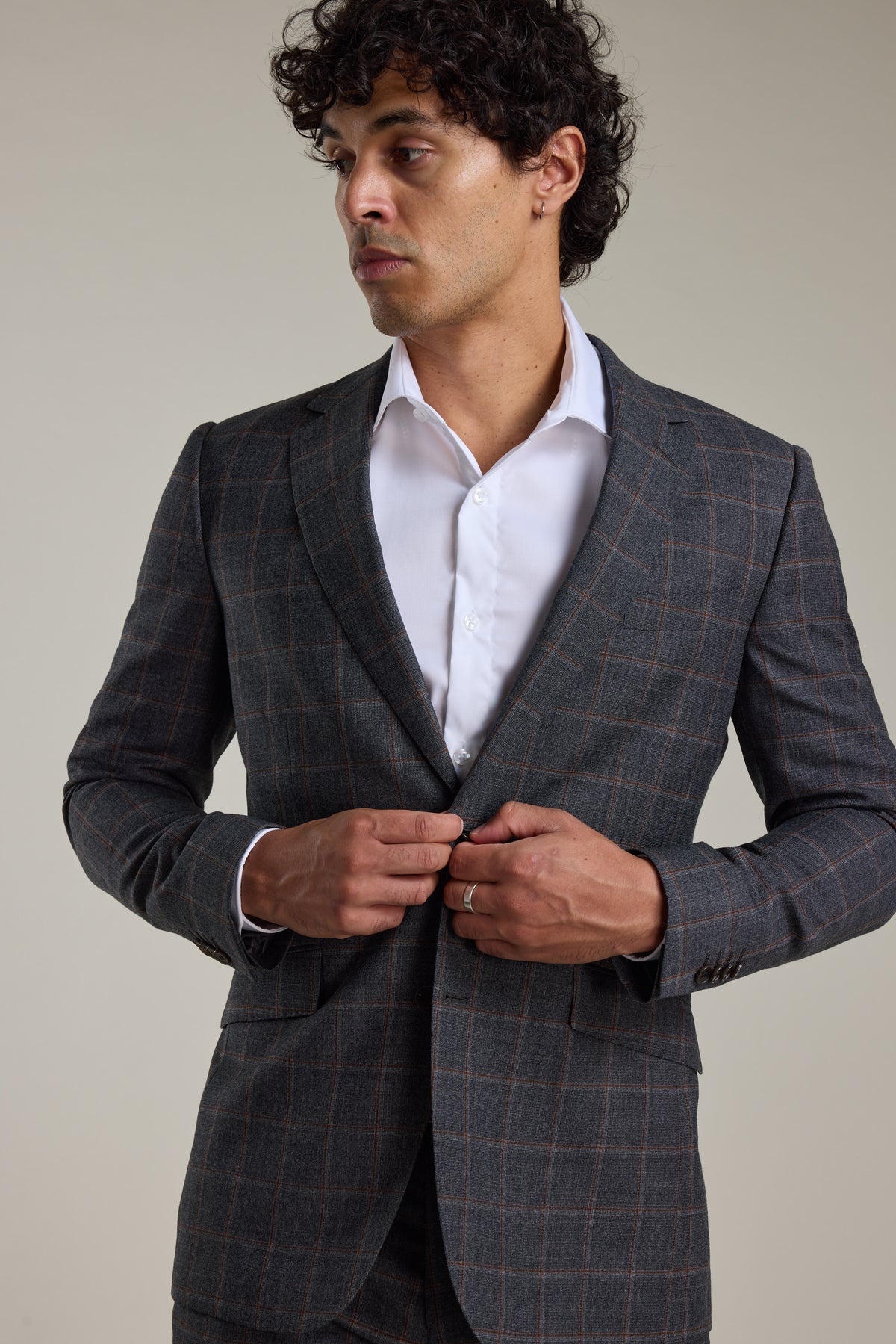 Barkers Lewood Check Suit Jacket in charcoal, merino wool, additional view