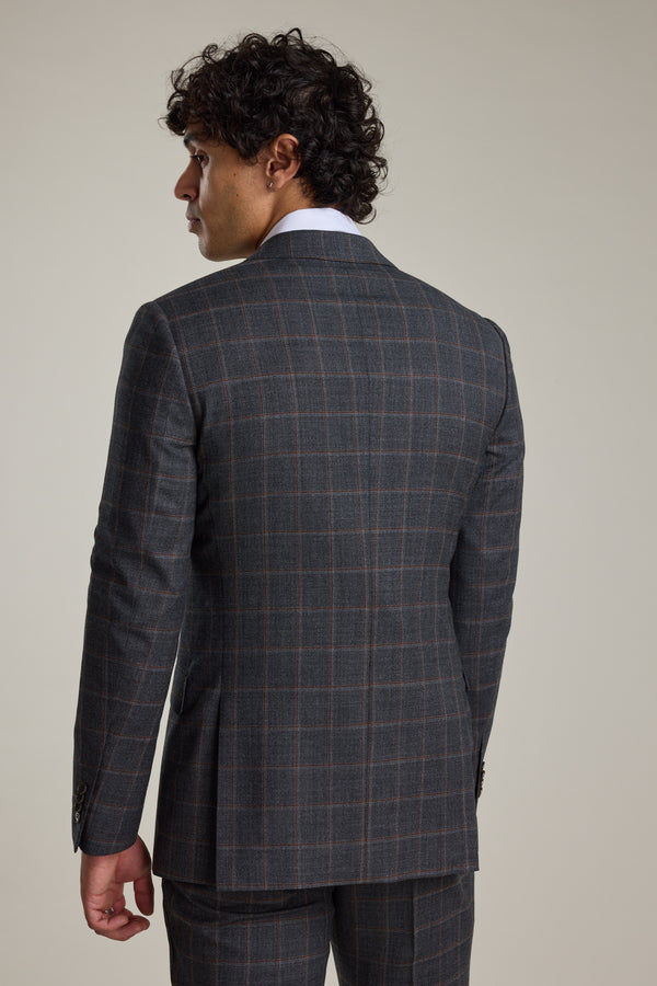 Barkers Lewood Check Suit Jacket in charcoal, merino wool, additional view