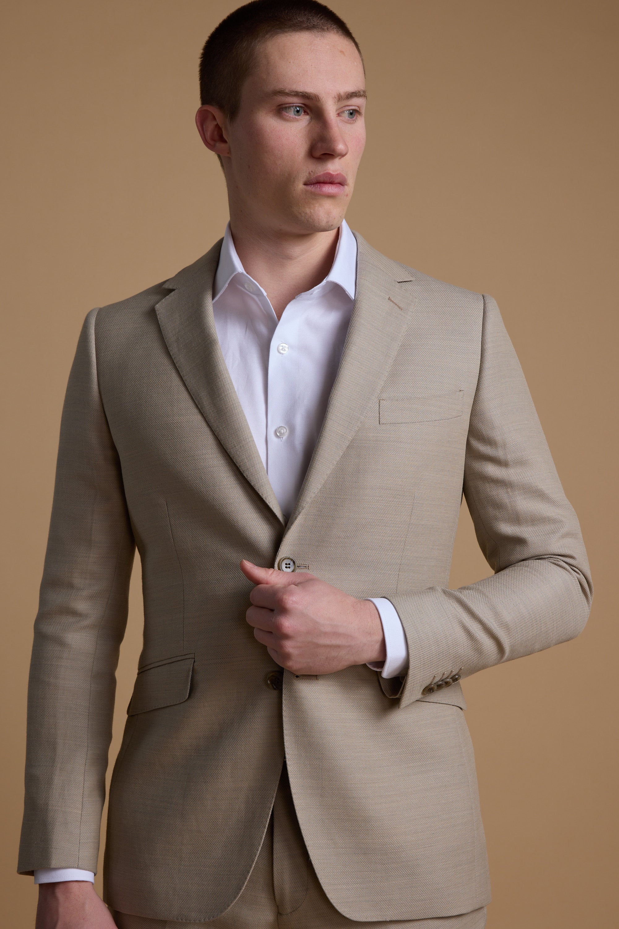 Barkers Lister Texture Suit Jacket in oatmeal, wool, additional view