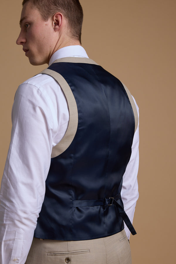 Barkers Lister Texture Waistcoat in oatmeal, tailored fit, additional view