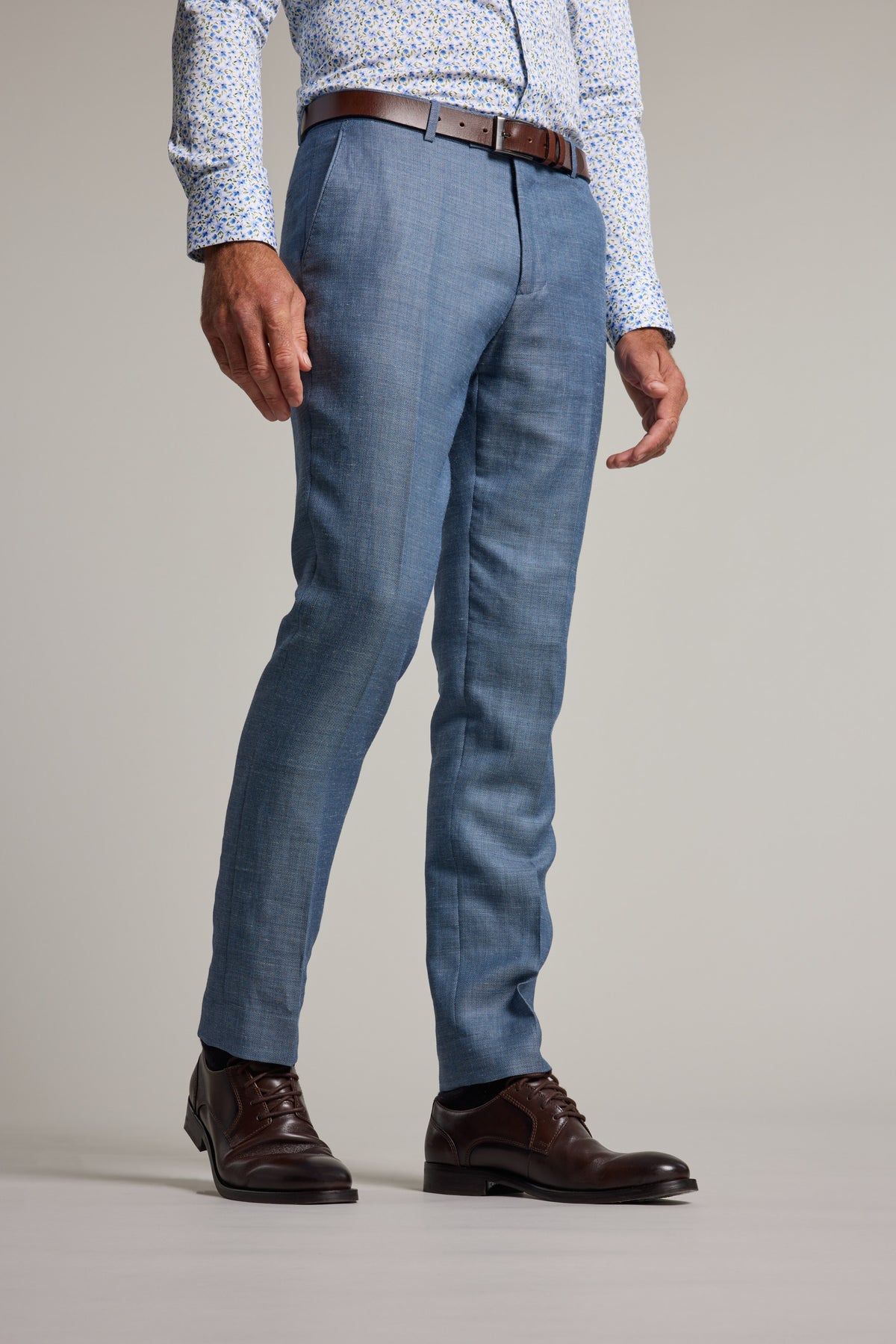 Barkers Garcia Linen Suit Trouser in blue, tapered fit, additional view