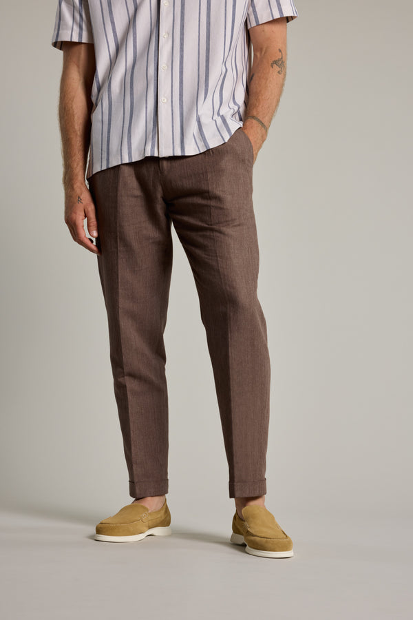 Barkers Hollins Linen Pant in brown, relaxed fit, additional view