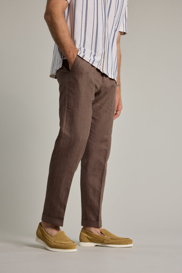 Barkers Hollins Linen Pant in brown, relaxed fit, alternate view