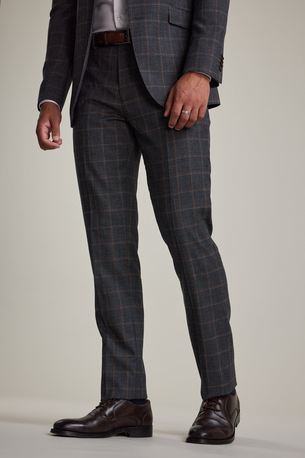Barkers Lewood Check Suit Trouser in charcoal, merino wool, alternate view