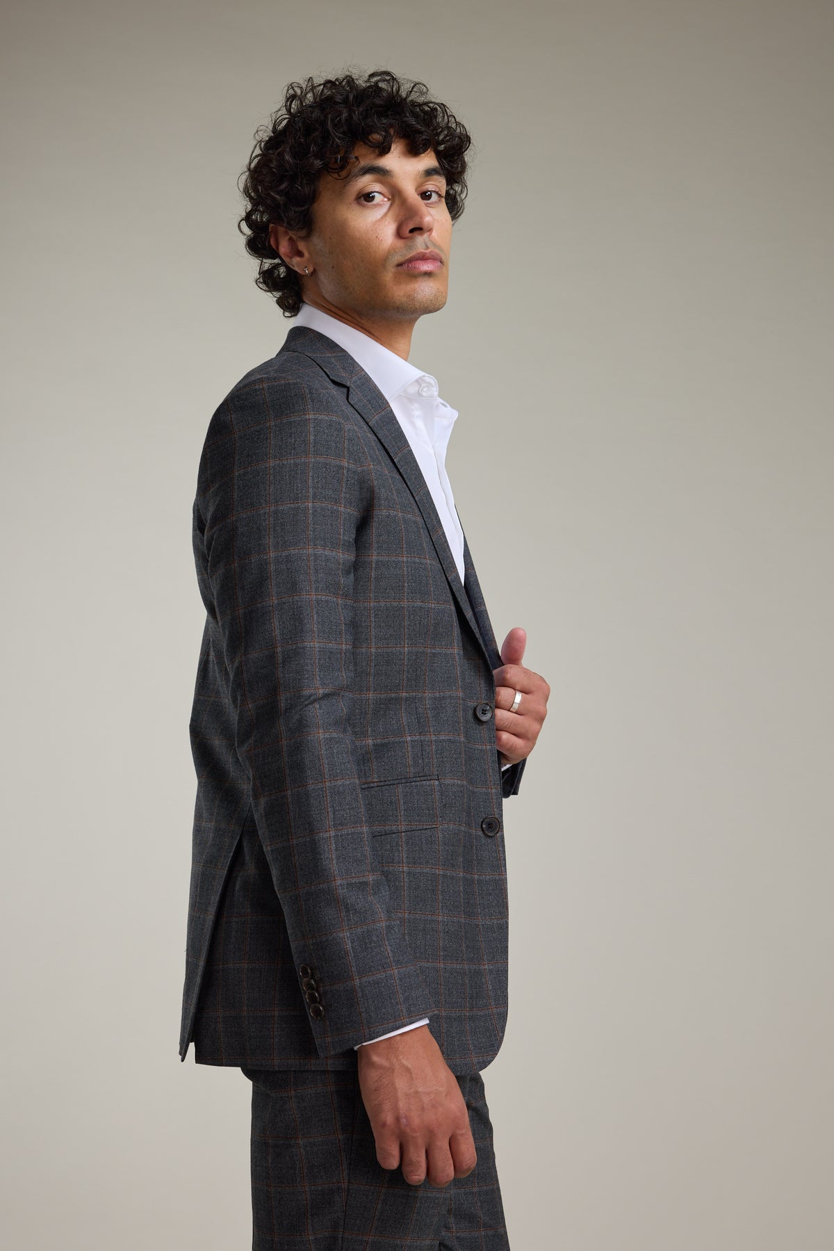 Barkers Lewood Check Suit Jacket in charcoal, merino wool, alternate view