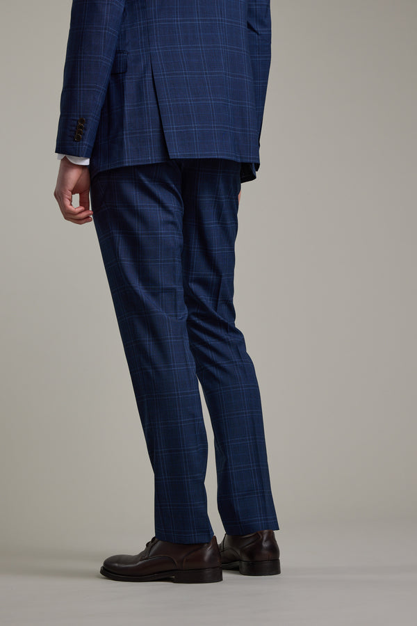 Barkers Leonard Check Suit Trouser in blue check, tailored fit, additional view