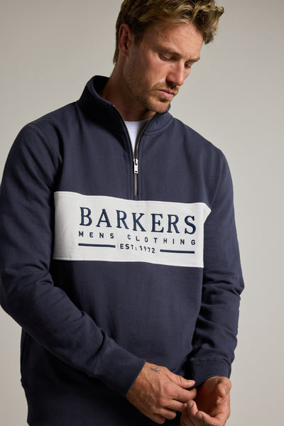 Barkers Heritage 1/4 Zip in navy/white