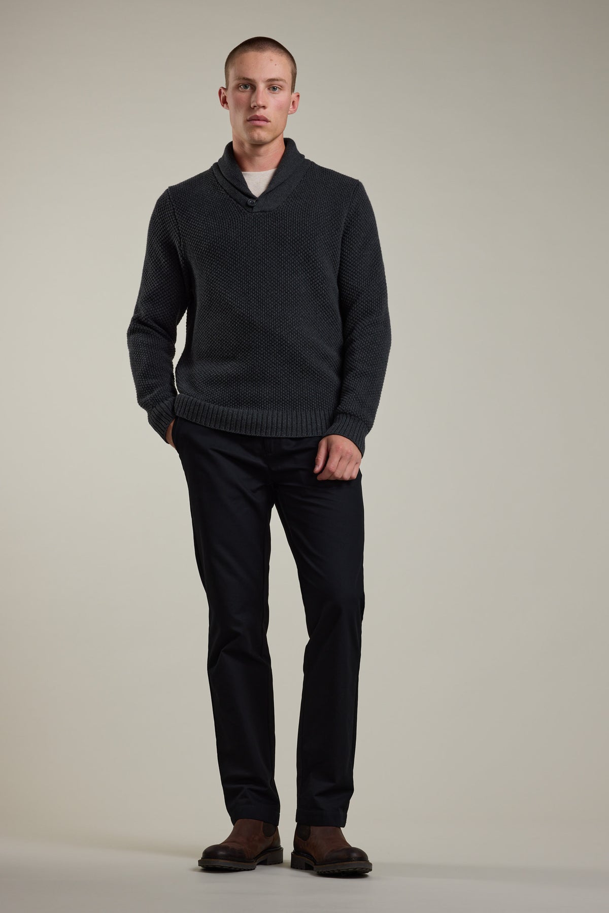 Barkers Brighton Cotton Shawl Pullover in grey marl, cotton, additional view