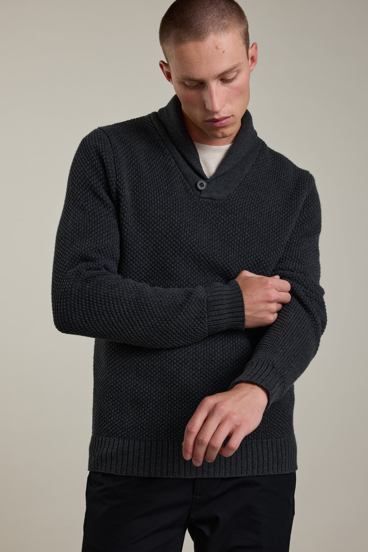 Barkers Brighton Cotton Shawl Pullover in grey marl, cotton, additional view