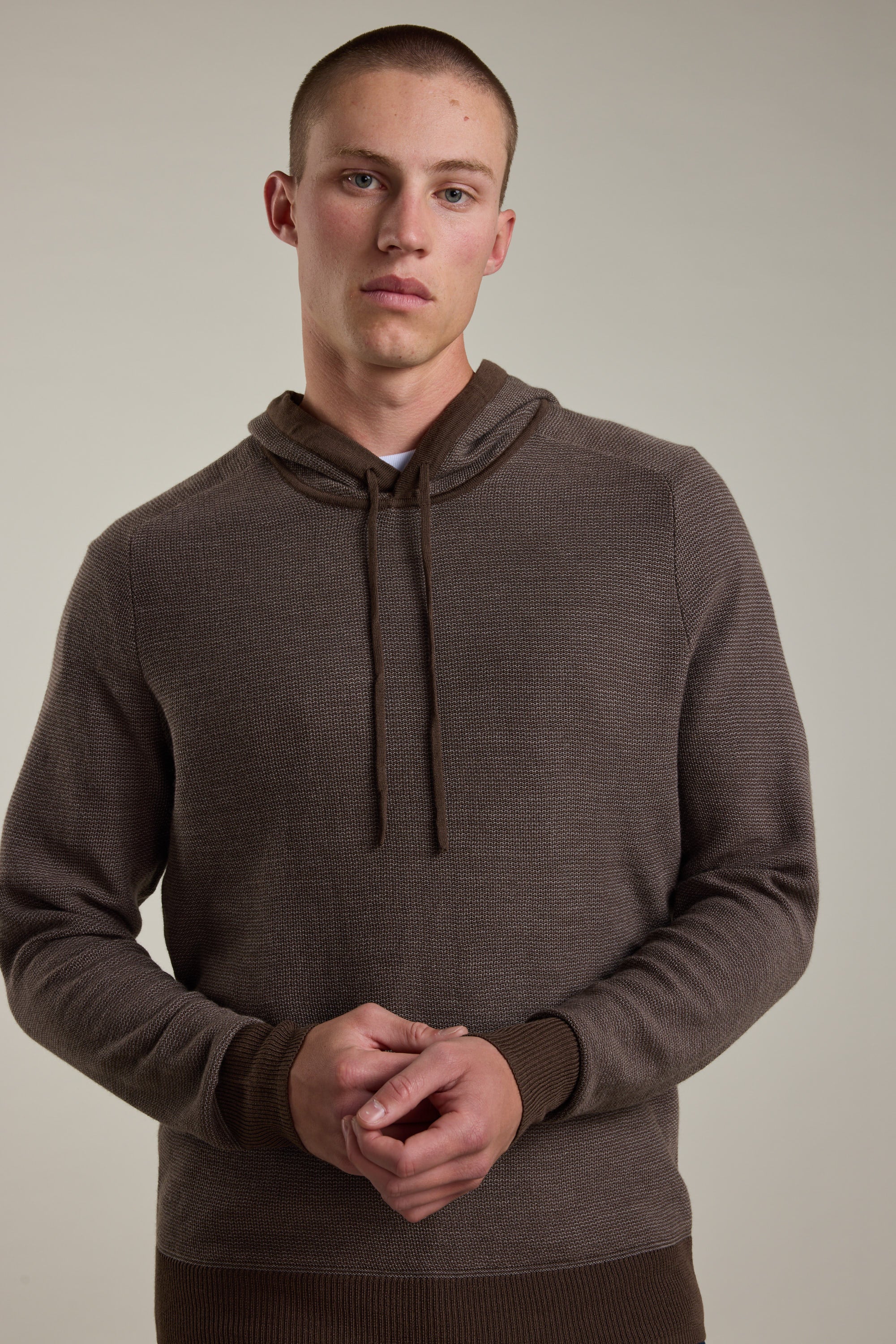 Barkers Roxbury Merino Hoody in chocolate, merino, additional view
