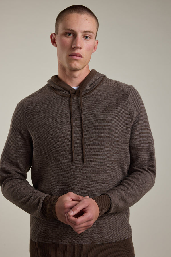 Barkers Roxbury Merino Hoody in chocolate, merino, additional view