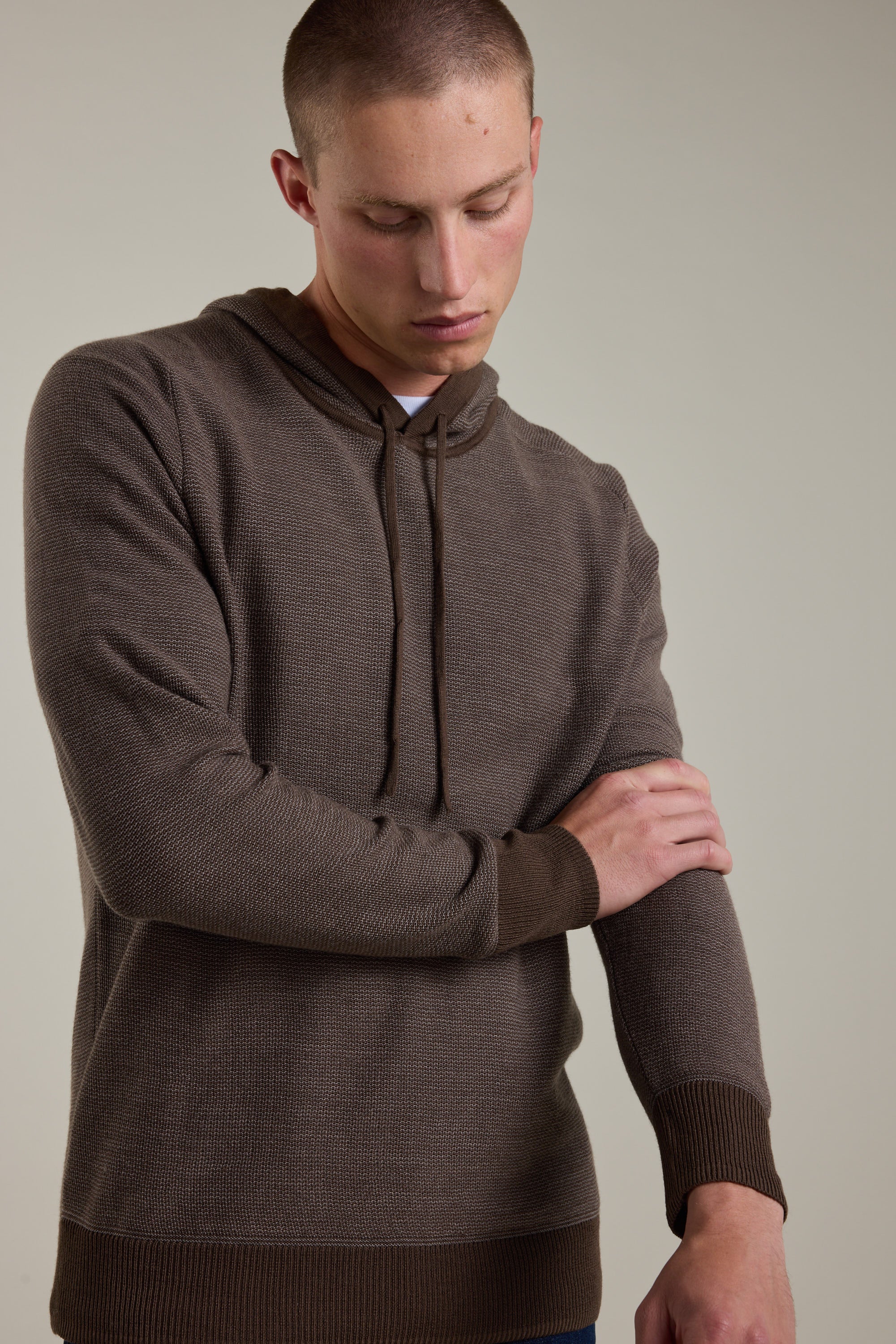 Barkers Roxbury Merino Hoody in chocolate, merino, additional view