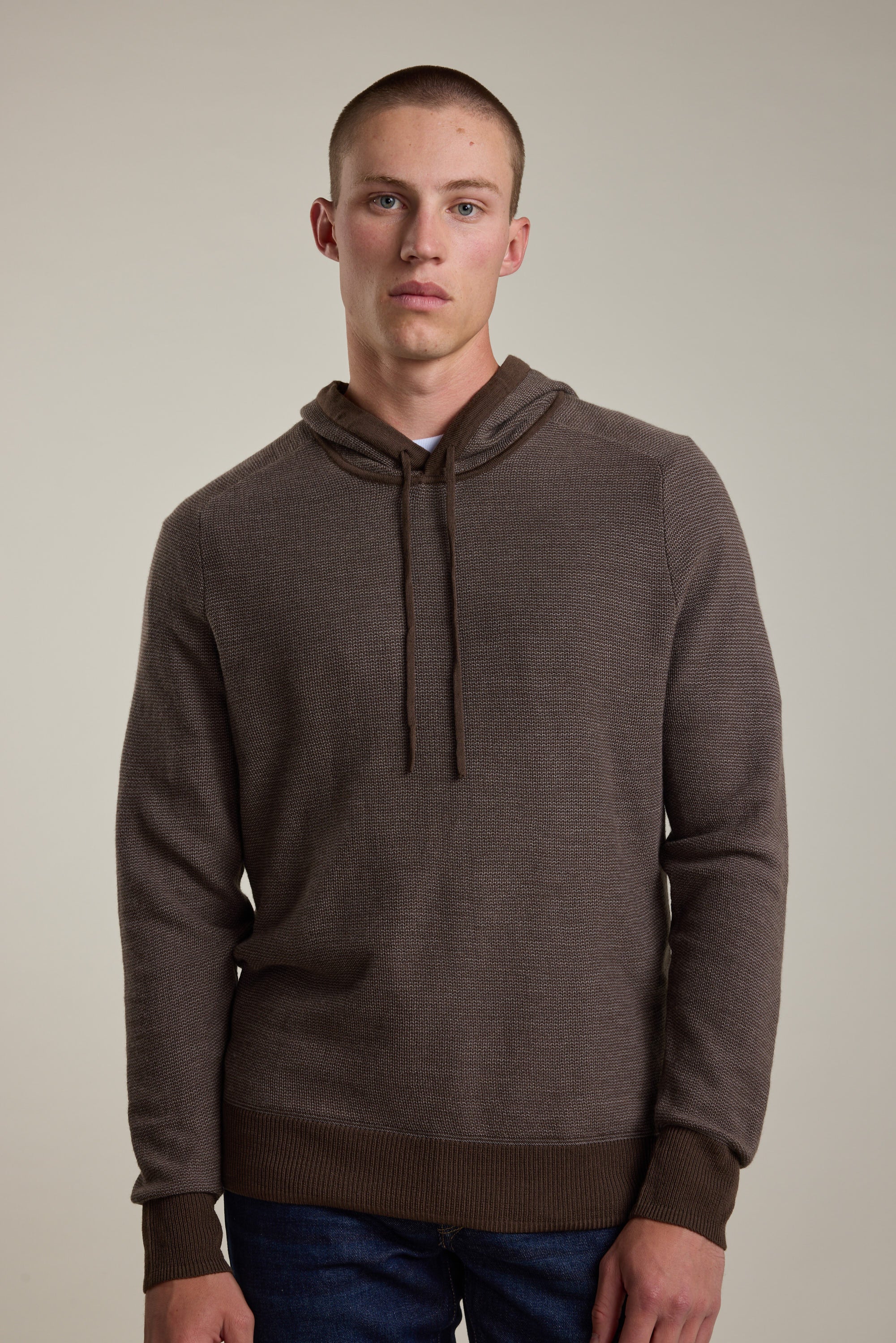 Barkers Roxbury Merino Hoody in chocolate, merino