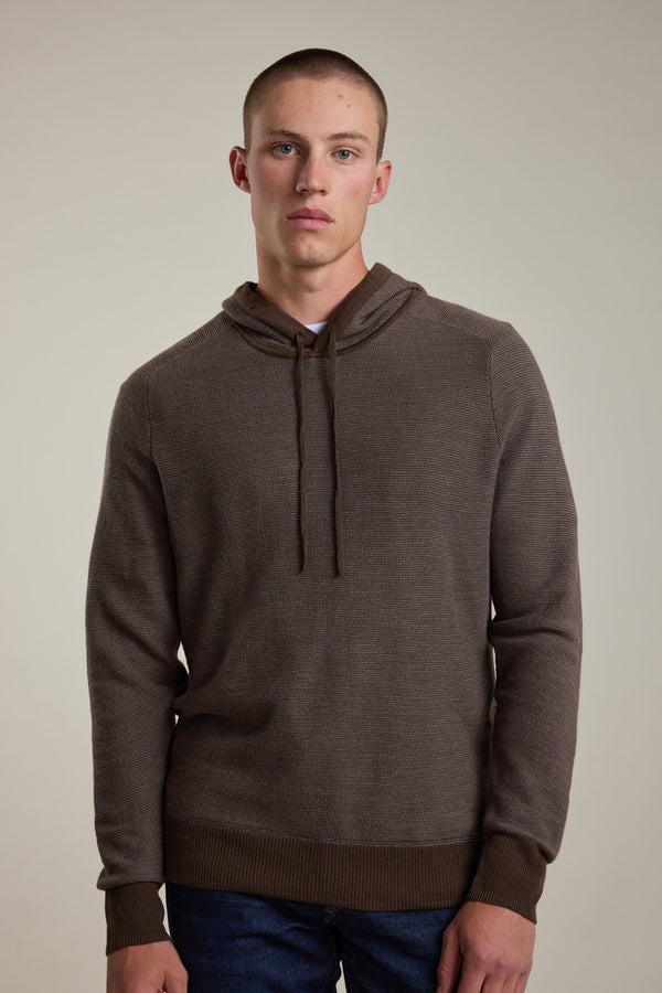 Barkers Roxbury Merino Hoody in chocolate, merino