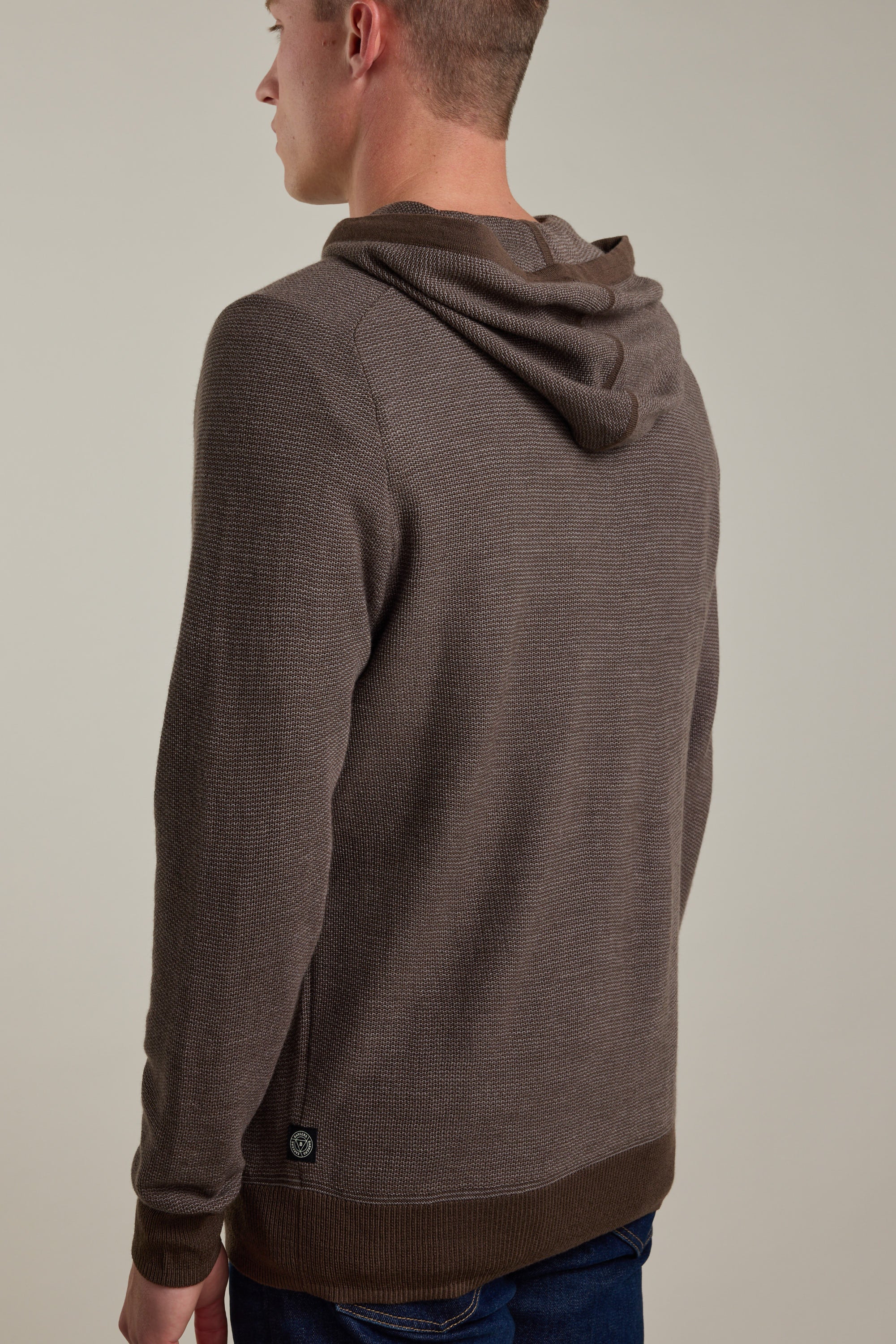 Barkers Roxbury Merino Hoody in chocolate, merino, additional view