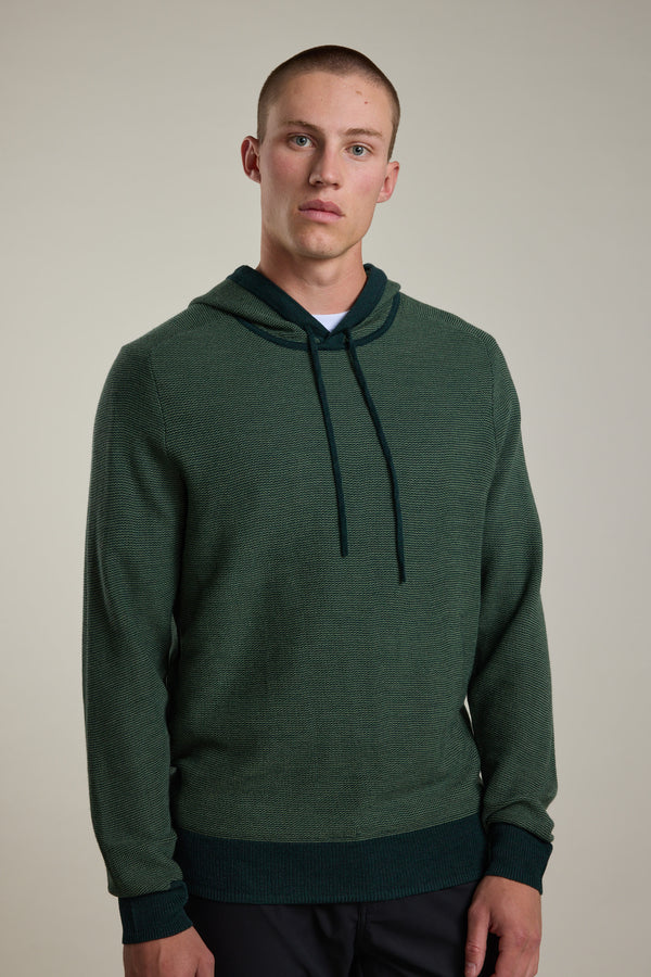Barkers Roxbury Merino Hoody in forest, merino, additional view