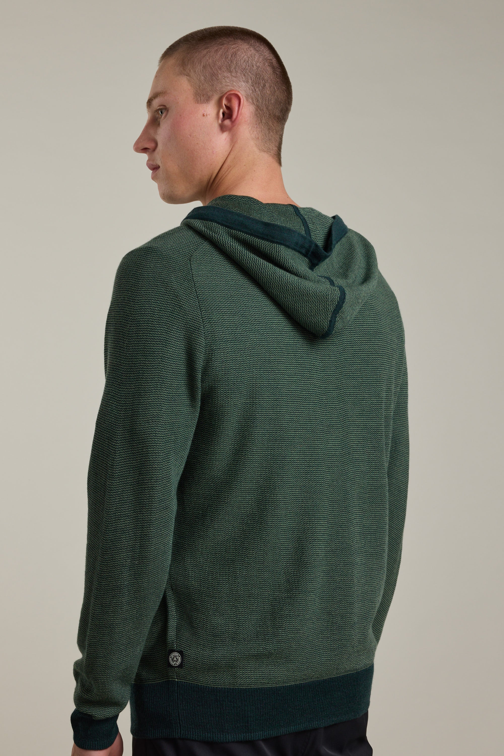 Barkers Roxbury Merino Hoody in forest, merino, additional view